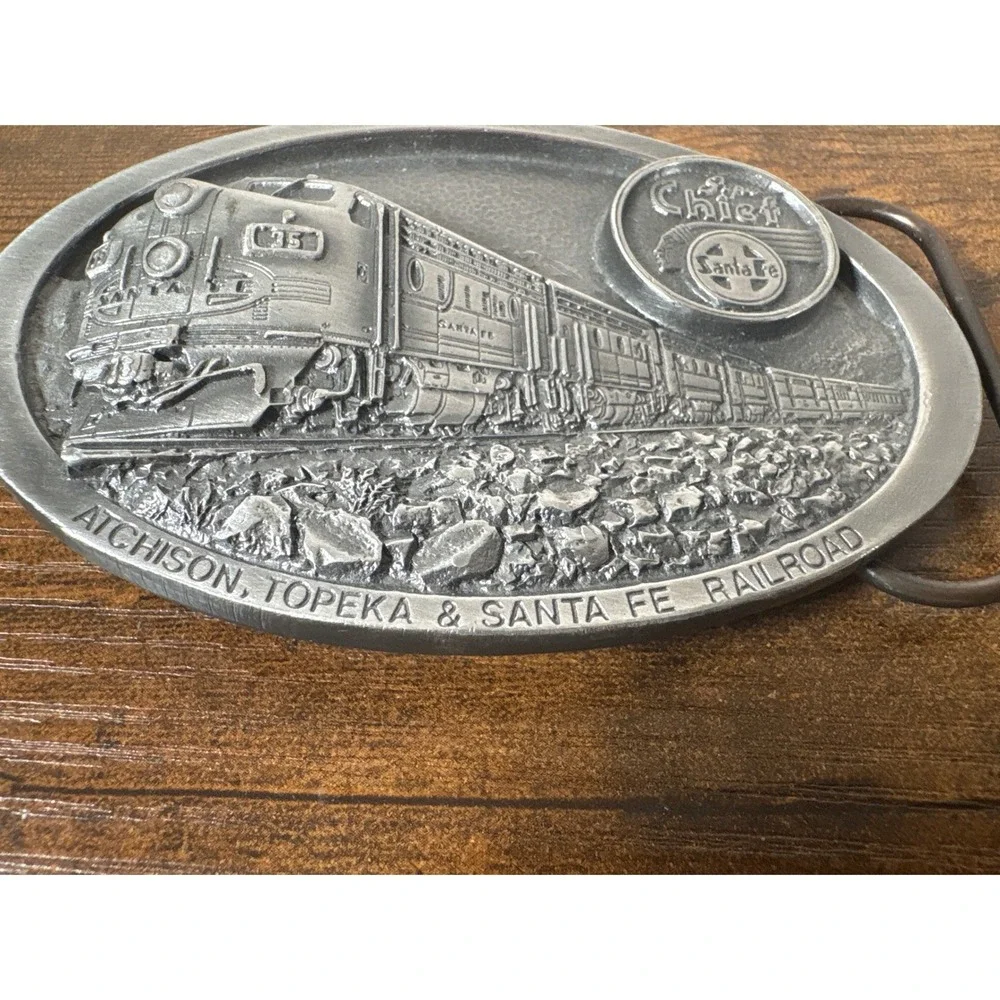 Vintage '88 Santa Fe Super Chief Railroad Pewter Belt Buckle C&J Inc CJ 1172 USA